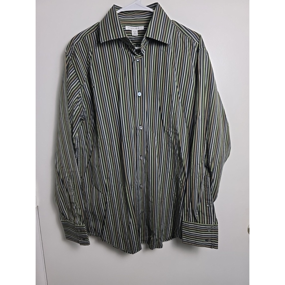 Banana Republic Long Sleeve Striped‎ Button Down Shirt Men's Size Large Dark